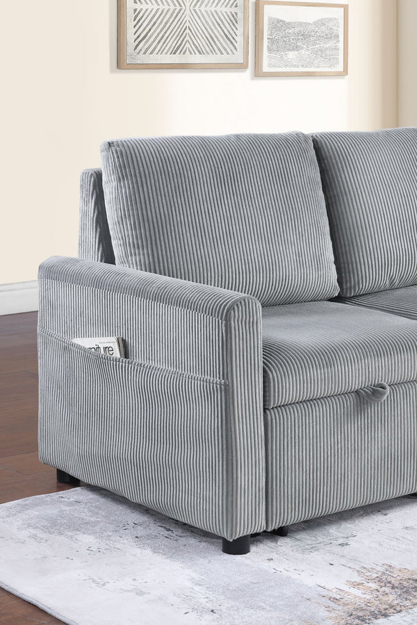 English Elm Oswin 45" Gray Corduroy Loveseat with Underseat Storage, Plush Cushions, Compact Stylish Seating B061S00885