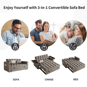 English Elm 65-inch Velvet Convertible Sleeper Sofa with Usb Port Storage Armrests Adjustable Back Dark Gray W2564S00115