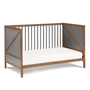 English Elm Pixie Mid-Century 3-in-1 Convertible Crib with Solid Panels, Z-Design Accent and 3 Heights for Growth Walnut Brown B022P204878
