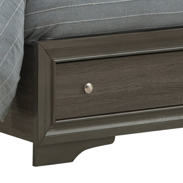 English Elm Madrid King Storage Bed Gray Laminate Wood Grain with Crystal Acrylic Trim Panels B078S00624