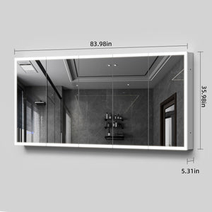 English Elm Led Lighted Medicine Cabinet With Mirror - 84"X36" Anti-Fog, Adjustable Shelves & Dimmable Lighting W3735P374537