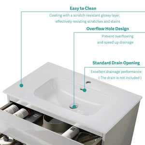 English Elm BB0936Y311, Glossy White Integrated Ceramic Basin — Durable Sleek Sink, Easy-Clean Timeless Finish W1865P242292