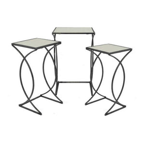 English Elm Buckley Black Metal Plant Stand with Mirrored Shelves for Glam Living Room Decor B056P416872