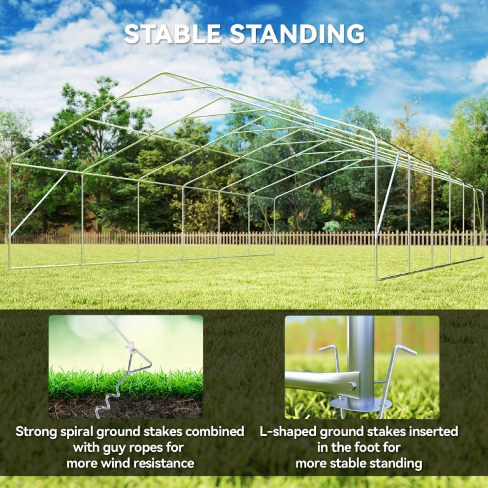 English Elm Outdoor Galvanized Steel Party Tent with Uv Canopy for Weddings and Large Gatherings T3971S00217