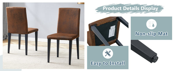 English Elm Four Modern Upholstered Dining Chairs Brown Faux Leather Foam Cushion Metal Legs W1151P359268
