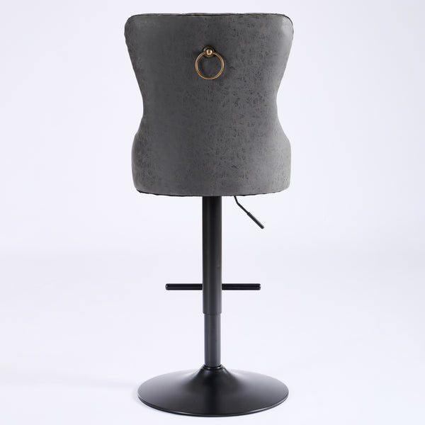 English Elm A&A Mid Century Dining Chair Set of 2 with Curved Ergonomic Walnut Back Upholstered Seat and Metal Legs Black W1143P195203