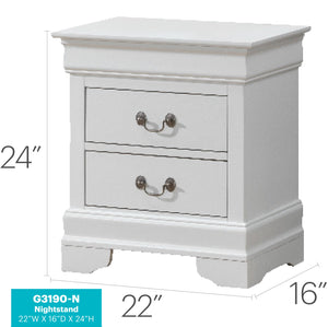 English Elm Louis Louis Phillipe G3125-N Nightstand with Dovetailed Drawers, Carved Bases & Tarnish‑Resistant Hardware White 28 L x 24 W x 19 H B078118393