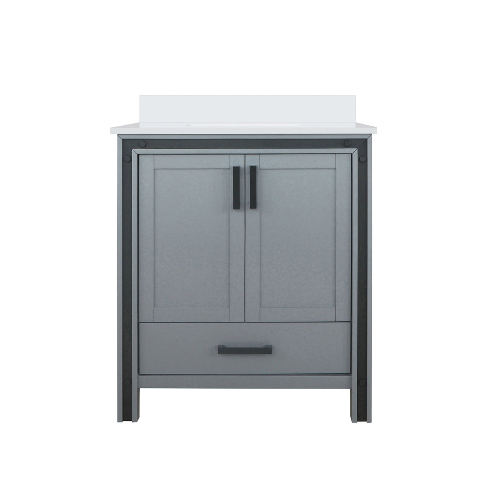 English Elm Dark Grey Bath Vanity With White Quartz Top – 30"W X 22"D, Modern Design, Durable Storage Solution B2731P260590