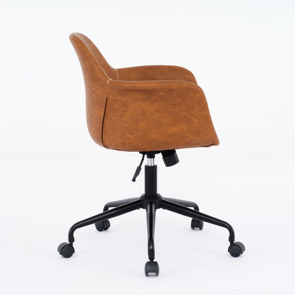 English Elm Mid-Century Minimalist Office Chair with 40° Recline, Adjustable Rebound, 320mm Wide Base, Ergonomic Design Brown W1143P173517