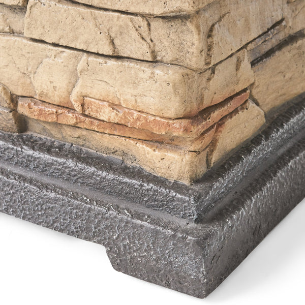 English Elm Christopher Knight Home® - 19.50'' Elegant Stone Grey Outdoor Fire Column 40,000 BTU with Lava Rocks, Lightweight Concrete Design 57561.00-40K