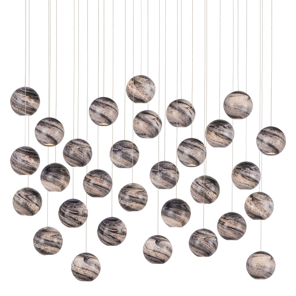 Palatino Rectangular Multi-Drop Pendant Light - Stunning Blue Glass Shades with Contemporary Style