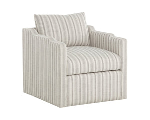 Sunpan ROOSEVELT Swivel Lounge Chair - Coastal Style with Gifford Script Upholstery for Modern Comfort 112479