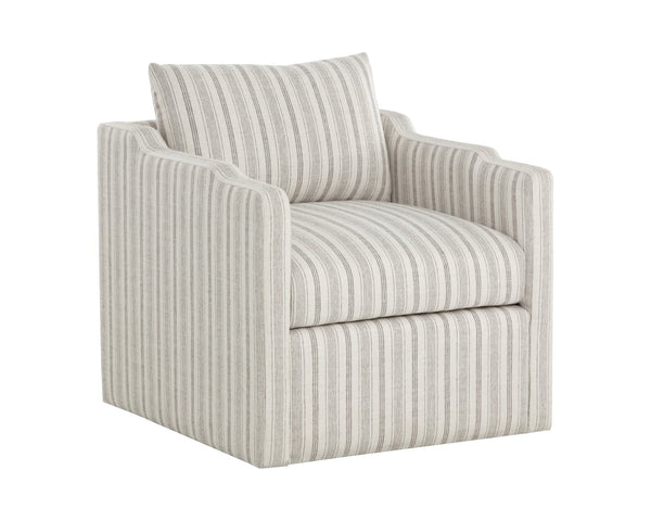 Sunpan ROOSEVELT Swivel Lounge Chair - Coastal Style with Gifford Script Upholstery for Modern Comfort 112479