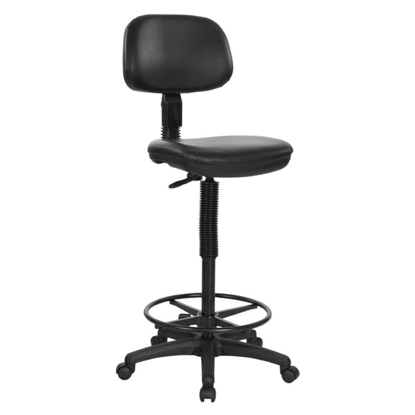 OSP Home Furnishings Sculptured Vinyl Drafting Chair Ergonomic Adjustable Seat for Lab or Tall Workstation Use DC517V