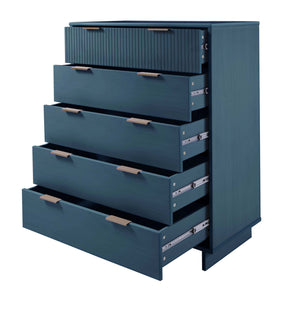 English Elm Granville 38" Chest - Elegant Midnight Blue 5-Drawer Storage With Gold Handles For Modern Spaces B365S00083
