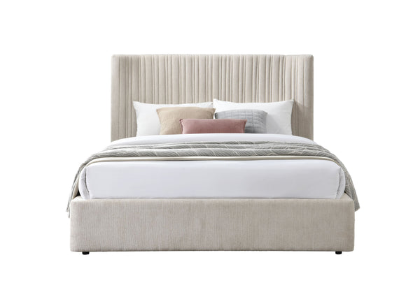 English Elm Loren Upholstered Eastern King Bed with Low Profile Frame, 13 Slats, 660lb Capacity, Modern Fabric Finish Beige 69.69 L x 13.19 W x 6.1 H B2726S00495