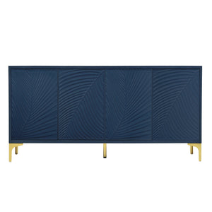 English Elm Modern 4-door Sideboard with Carved Surface, Adjustable Shelves, Spacious Storage for Entryway & Living Room W2696P280000