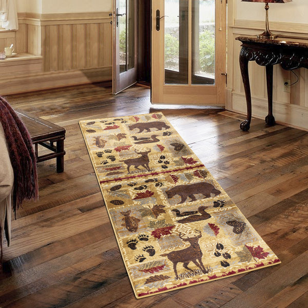 English Elm Nature'S Nest Lodge Area Rug 7'10" X 10'3" - Rustic Beige, Durable, Easy Care For High-Traffic Areas B186P180944