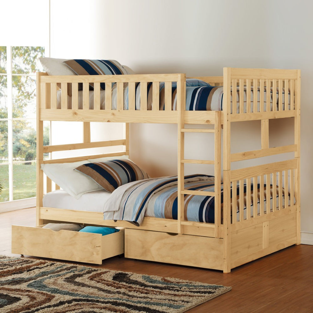 English Elm Bunk Bed Twin Over Full Solid Pine Frame with Guard Rails for Youth Bedroom B011S02417
