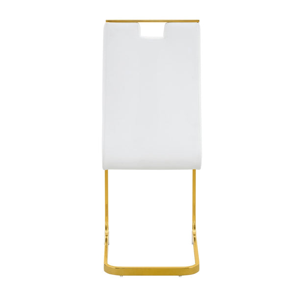 English Elm Modern Cantilever Gold Frame Pu Leather Dining Chairs Glam Set of Four W3875P372970