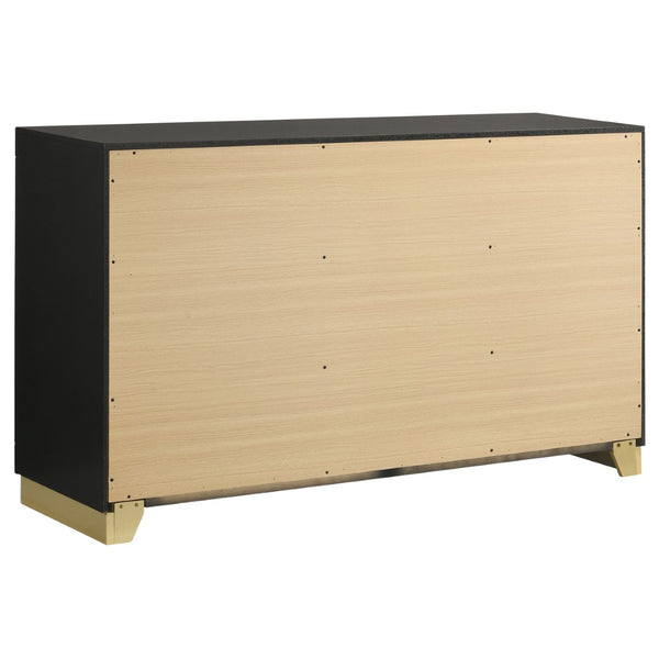English Elm Sophia Black 4-Piece Queen Bedroom Set – Modern Elegance With Gold Accents And Plush Comfort Design B062S01077-GIGA