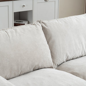 English Elm Convertible Convertible sofa with storage footstools, compact U-shaped 2-seater for small spaces, durable fabric comfort Beige W2012P252428