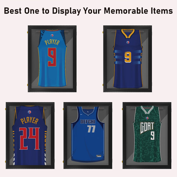 English Elm HOMCOM Black 24x32 Jersey Display Case – UV-Resistant Acrylic Shadow Box with Lockable Latches and Keys for Memorabilia Display and Wall Hanging W2225P217952