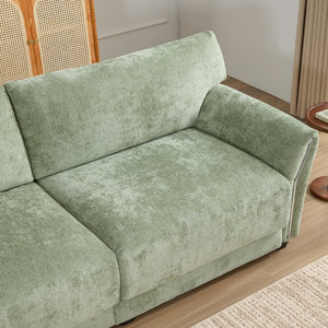 English Elm 110" Modular Sectional Sofa with Extra-Wide Chenille Seats, USB & Type-C Charging Ports, Ottoman, High-Density Foam Comfort Green N723S7038F