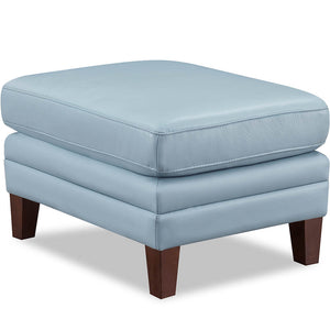 English Elm Arvo Leather Ottoman with Pocket Coil Cushions, Feather & Memory Foam Comfort, Durable Frame (30x23x14.5) Blue B2705P338113