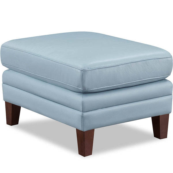 English Elm Arvo Leather Ottoman with Pocket Coil Cushions, Feather & Memory Foam Comfort, Durable Frame (30x23x14.5) Blue B2705P338113