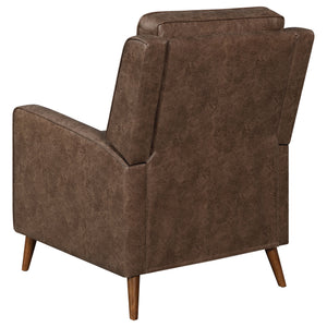 English Elm Davidson Plush Brown Tufted Leatherette Recliner - Timeless Upholstered Comfort, Solid Hardwood Legs B062P344946