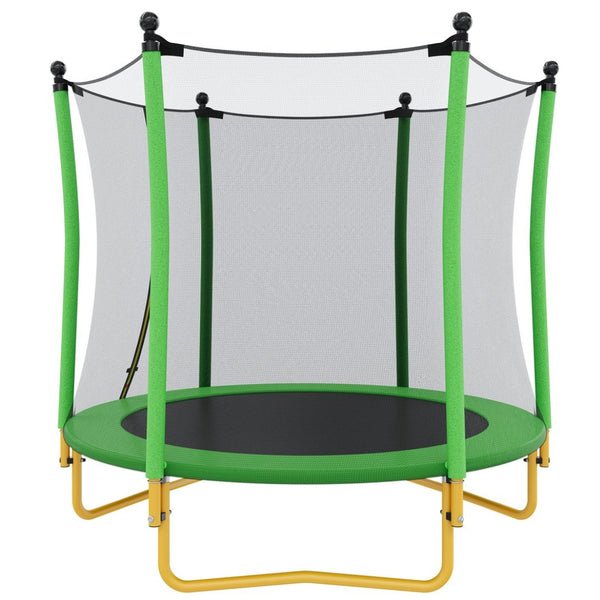 English Elm [without Basketball Hoop] 5.5 Ft Kids Trampoline with Safety Net and Foam Padded Poles Green N739P443065F