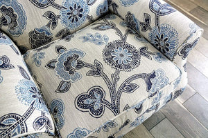 English Elm Transitional High Back Stripe Chair with Rolled Arms for Coastal Comfort and Supportive Seating Appeal Ivory 35 L x 34 W x 33 H B2741P375962