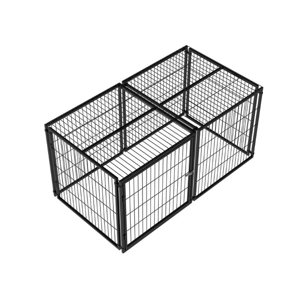 English Elm Large Iron Wire Dog Kennel with Top Cover Modular Indoor Pet Enclosure Matte Black W1820P456878
