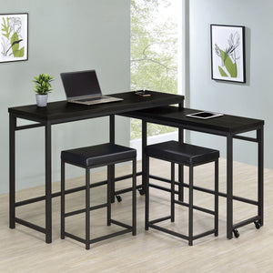 English Elm Klekner Black 4-Piece Counter Height Table Set with Nesting Tables & Stools, Space-Saving Chic Finish B062P353238