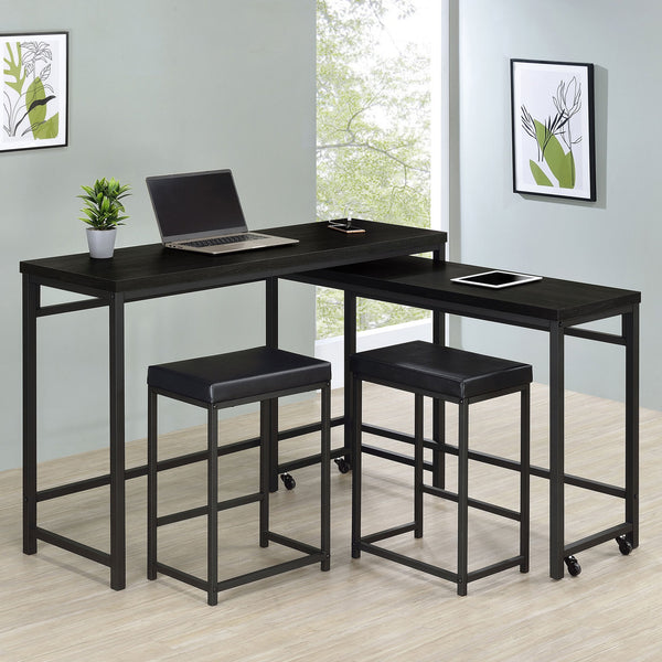 English Elm Klekner Black 4-Piece Counter Height Table Set with Nesting Tables & Stools, Space-Saving Chic Finish B062P353238