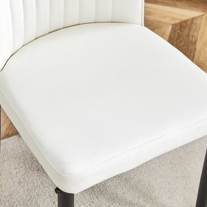 English Elm Modern High Back Pu Leather Dining Chairs with Chrome Legs for Kitchen Nook W3493P421598