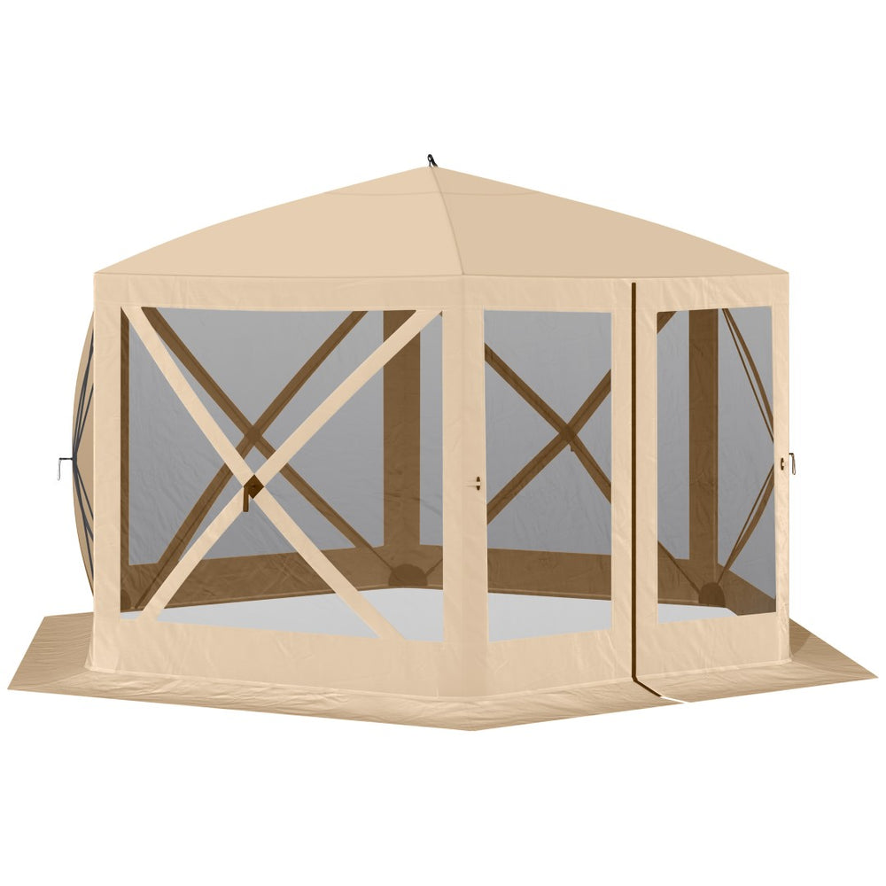 English Elm Outsunny Hexagon Pop up Screen House Gazebo with Mesh Walls Upf 30 Outdoor Shelter W2225P200511