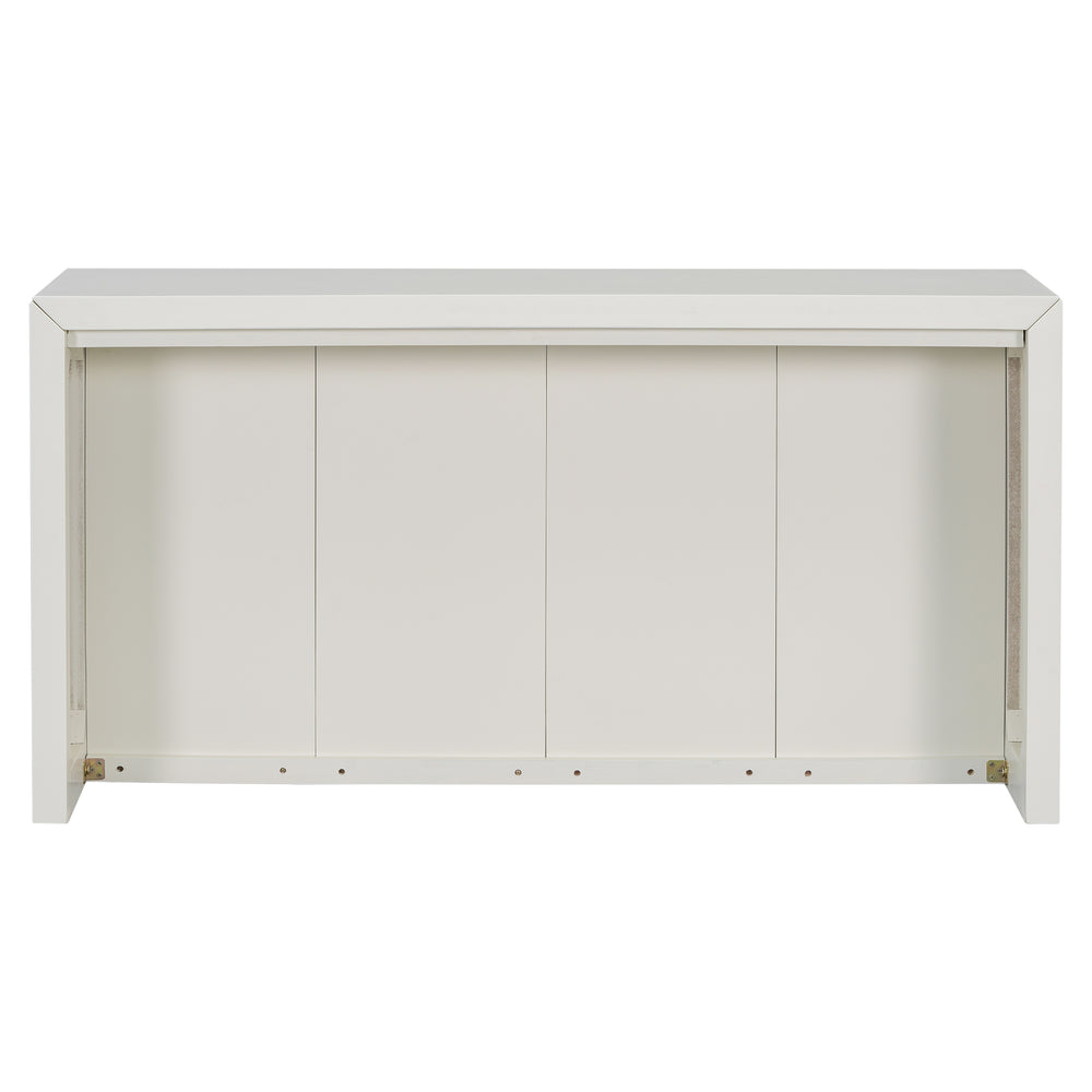 English Elm U_STYLE Acacia Wood Veneer Entryway Table with Wavy Design — Slim 67"x20" Hallway Console, 220 lb Capacity Beige N711P225790K