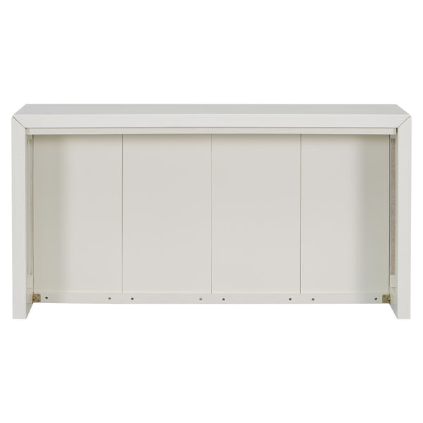 English Elm U_STYLE Acacia Wood Veneer Entryway Table with Wavy Design — Slim 67"x20" Hallway Console, 220 lb Capacity Beige N711P225790K