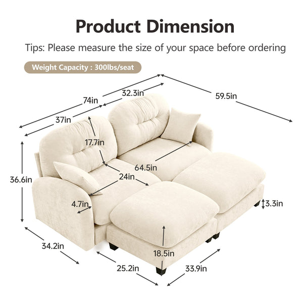 English Elm Cloud Sectional Sofa - Premium Chenille, Ergonomic Design, Modular Flexibility, Elegant Beige Comfort W714S01366
