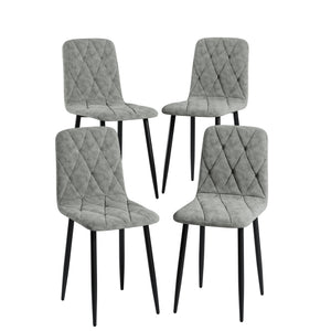 English Elm Dining PU Leather Chairs Set of 4 — Easy-Clean Upholstered Seats with Sturdy Iron Legs, Modern Comfort Gray W578P191315