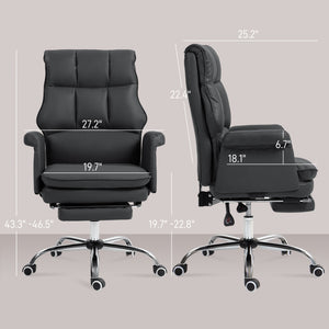 English Elm Homcom Ergonomic Executive Office Chair With Footrest, Reclining Pu Leather Design For Ultimate Comfort W2225P250008