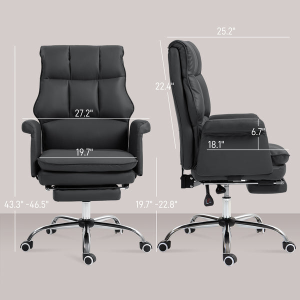 English Elm Homcom Ergonomic Executive Office Chair With Footrest, Reclining Pu Leather Design For Ultimate Comfort W2225P250008