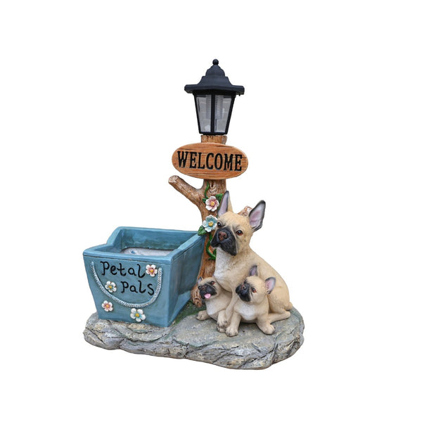 English Elm Labrador Solar Garden Statue with Led Glow and Built-in Succulent Planter Basin W5398P464246