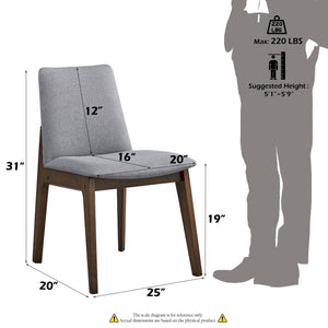 English Elm Kaela Light Gray Fabric Side Chair Set of 2 — Scandinavian Padded Seat, Walnut Finish Wood Legs, Durable Comfort B2726P246307