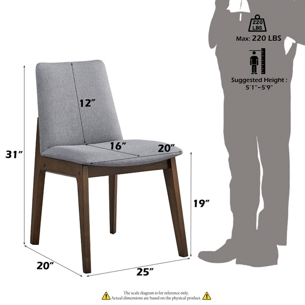 English Elm Kaela Light Gray Fabric Side Chair Set of 2 — Scandinavian Padded Seat, Walnut Finish Wood Legs, Durable Comfort B2726P246307