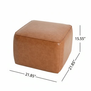 English Elm Upholstered Square Pu Leather Ottoman with Foam Seating for Modern Living Rooms N757P414086T
