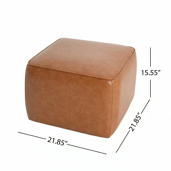 English Elm Upholstered Square Pu Leather Ottoman with Foam Seating for Modern Living Rooms N757P414086T