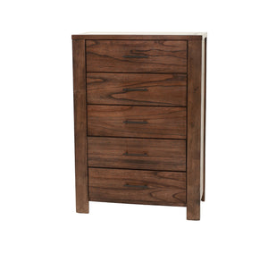 English Elm Oak 5-Drawer Chest of Drawers 34"x17"x49"H – Oak Veneer Bedroom Storage, Contemporary Wood Finish B011P244398